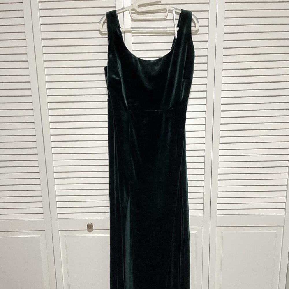Lulus - Elegant Sweetie Emerald Green Velvet Square Neck Maxi Dress (1X)